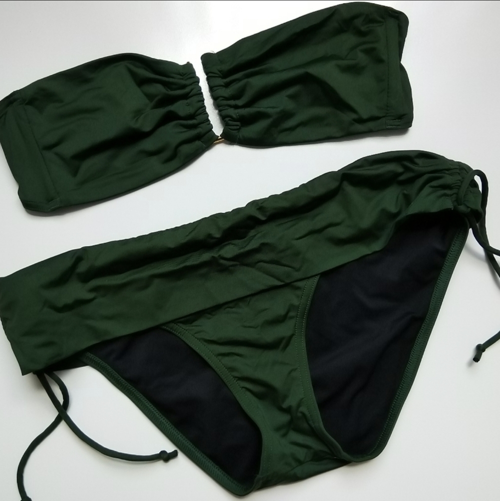 Victoria's Secret Bandeau Swimsuit Dark Green Sz S